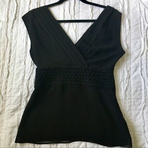 Banana Republic Black Double V Top